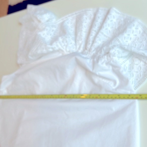 Abercrombie and Fitch white cotton dress one Shoulder, ruffle eyelet embroidery - Picture 5 of 9